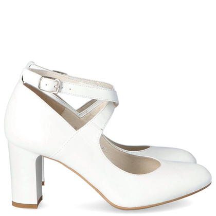 Pełne czółenka ślubne - KOTYL 7091 ECRU PERŁOWE