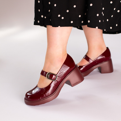 Wygodne czółenka na platformie - WONDERS E-7122 BORDOWE