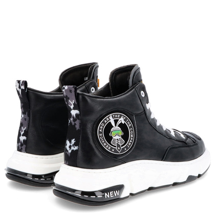 Skórzane sneakersy męskie - JOHN DOUBARE 23Q9217 CZARNE