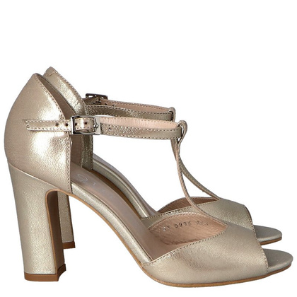 Taneczne sandałki na słupku - KOTYL 5935 ZŁOTY EF