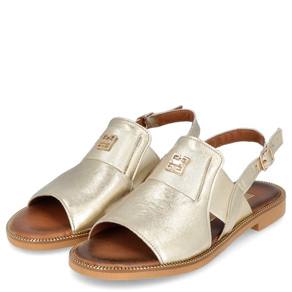 Płaskie sandały ze skóry - LEMAR 40385 ZŁOTE