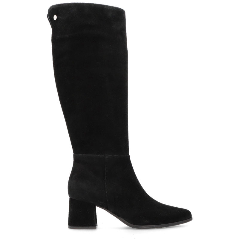 Zamszowe kozaki na obcasie - KOTYL 4733 CZARNE