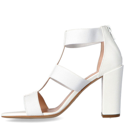 Stylowe sandałki na słupku - TYMOTEO C1003 BIAŁE