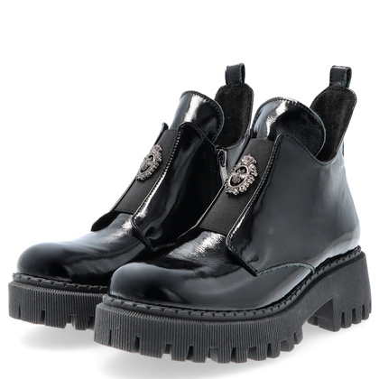 Botki na grubszym spodzie - LEMAR 60451 CZARNE