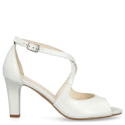 Taneczne sandałki ze skóry - KOTYL 4325 ECRU PERŁOWE