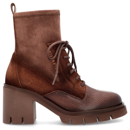 Sznurowane botki na obcasie  - HISPANITAS HI254281 CZEKOLADOWE