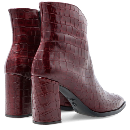 Skórzane botki z motywem zwierzęcym - WONDERS M-5430 BORDOWE