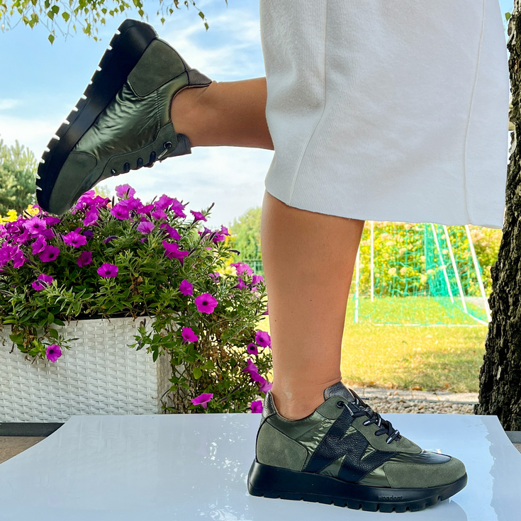 Hiszpańskie sneakersy premium - WONDERS A-2464 KHAKI