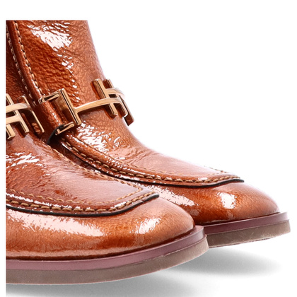 Lakierowane botki na słupku - HISPANITAS HI243727 BRĄZOWE