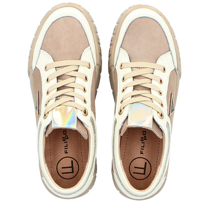 Skórzane trampki damskie - FILIPPO DP4245/23 BEŻOWE