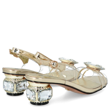 Silikonowe sandały na ozdobnym obcasie - SCAVIOLA S-238 ZŁOTE