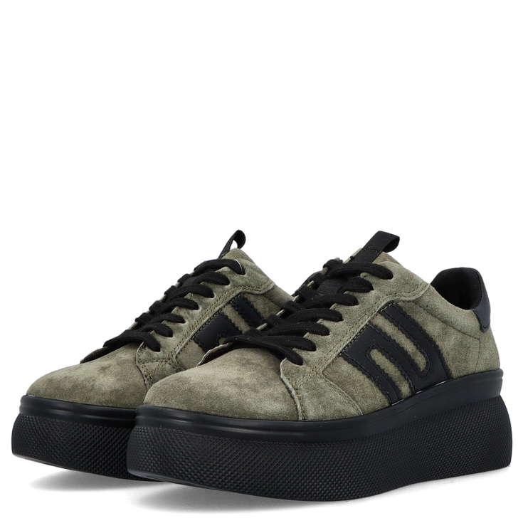 Skórzane sneakersy damskie - FILIPPO DP7175/25 KHAKI