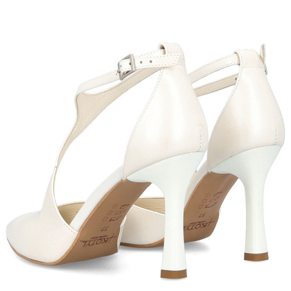 Szpilki ślubne z paskami - KOTYL 8507 BIAŁE PERŁOWE