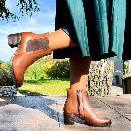 Wygodne botki ze skóry - PARROTTO WH70H04 BRĄZOWE