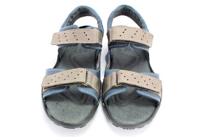 Męskie skórzane sandały - KENT 295 SZARO NIEBIESKIE