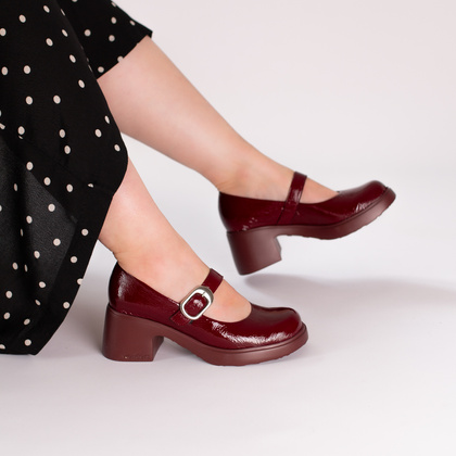 Wygodne czółenka na platformie - WONDERS E-7122 BORDOWE