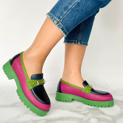 Kolorowe mokasyny ze skóry - TYMOTEO A1003 KOLOROWE