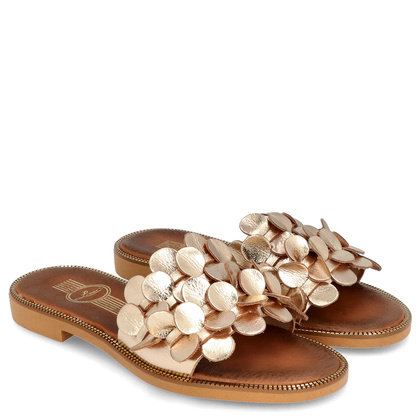 Klasyczne klapki ze skóry - LEMAR 40381 ZŁOTE