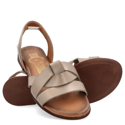 Płaskie sandały skórzane - LEMAR 40185 BEŻOWE