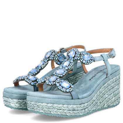Hiszpańskie sandały na koturnie - ALMA EN PENA V251350 NIEBIESKIE