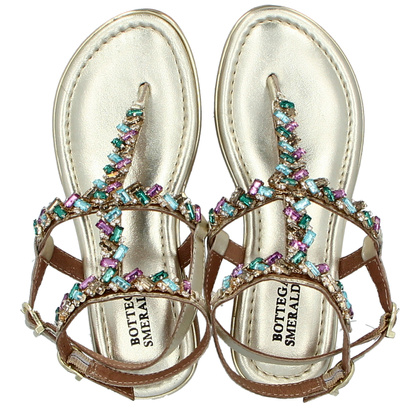 Zdobne sandały na obcasie - BOTTEGA SMERALDA 407CLC ZŁOTE