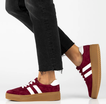 Sneakersy ze skóry naturalnej - FILIPPO DP6776/25 BORDOWE