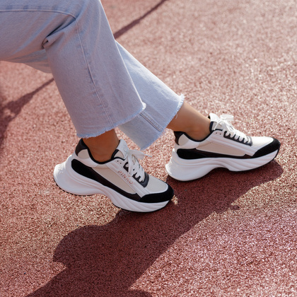 Sneakersy damskie premium - PINKO ARIEL 07 BIAŁO-CZARNE