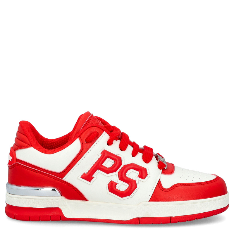 Sneakersy premium unisex - PLEIN SPORT SAES-USC0737 CZERWONO-BIAŁE