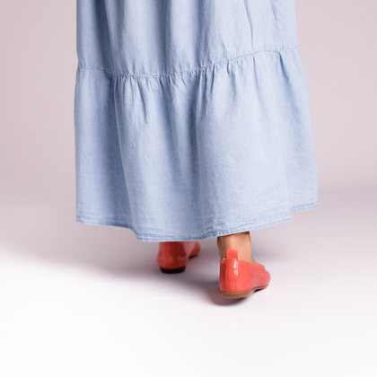 Hiszpańskie baleriny ze skóry lakierowanej - WONDERS A-86120 KORALOWE