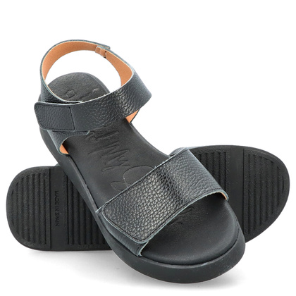 Skórzane sandały zapinane na rzep - OH! MY SANDALS 5650 CZARNE