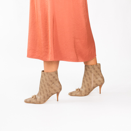 Botki na szpilce premium - GUESS SILENE2 FL8SILLEA10 BEŻOWE