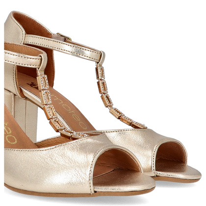 Eleganckie sandały na słupku - TYMOTEO M2158 ZŁOTE