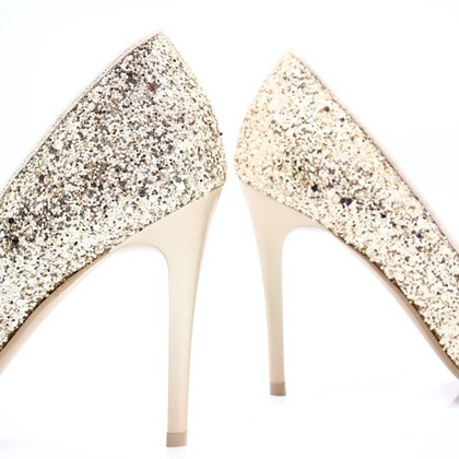 Brokatowe szpilki TYMOTEO LARI ZŁOTE