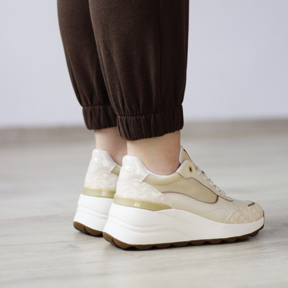 Wygodne sneakersy damskie - GEOX D.SPHERICA D45WAA BEŻOWE