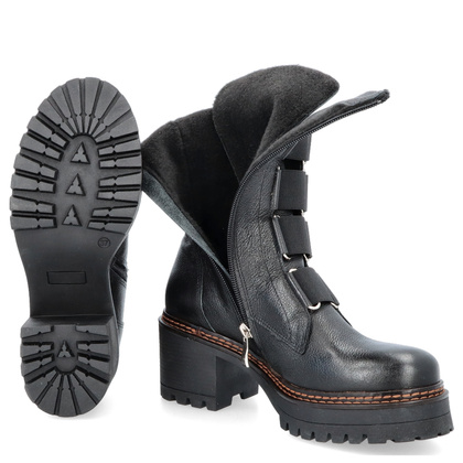 Wysokie workery ze skóry - TYMOTEO 2163/1 CZARNE