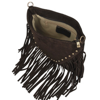 Torebka skórzana boho - TOSCANIO G131 CIEMNY BRĄZ