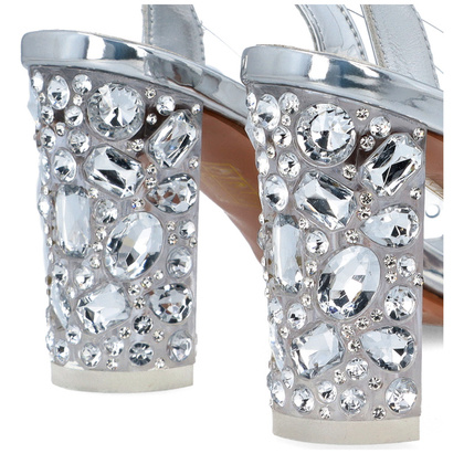 Sandały na modnym obcasie - SCAVIOLA S-208 SREBRNE