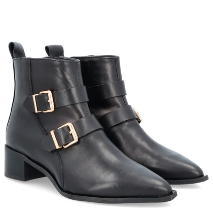 Skórzane botki z klamrami - TYMOTEO 2165 CZARNE