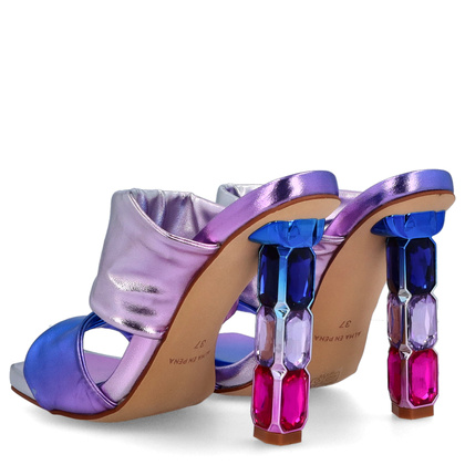 Hiszpańskie klapki na zdobnym obcasie - ALMA EN PENA V240504 FIOLETOWE