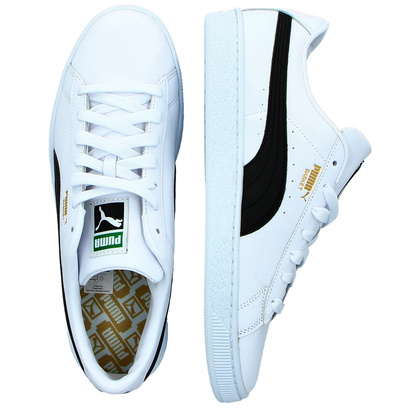 Sneakersy męskie ze skóry - PUMA BASKET CLASSIC XXL 374923 BIAŁO CZARNE