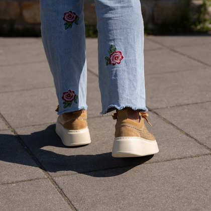 Sneakersy damskie premium - GIO+ PIA350A BEŻOWE