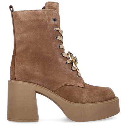 Sznurowane botki ze skóry - KARINO 5323 BRĄZOWE