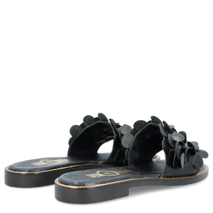 Klasyczne klapki ze skóry - LEMAR 40381 CZARNE