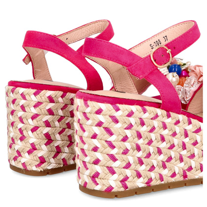 Modne sandały na koturnie - SCAVIOLA S-398 FUKSJA