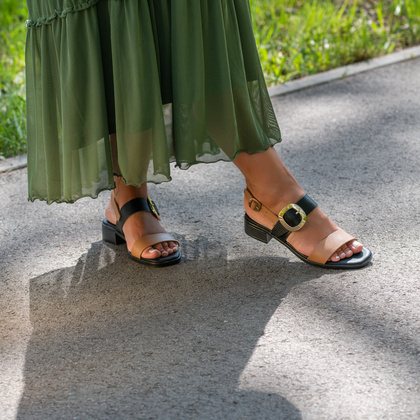 Eleganckie sandały ze skóry - OH! MY SANDALS 5609 CZARNO BRĄZOWE