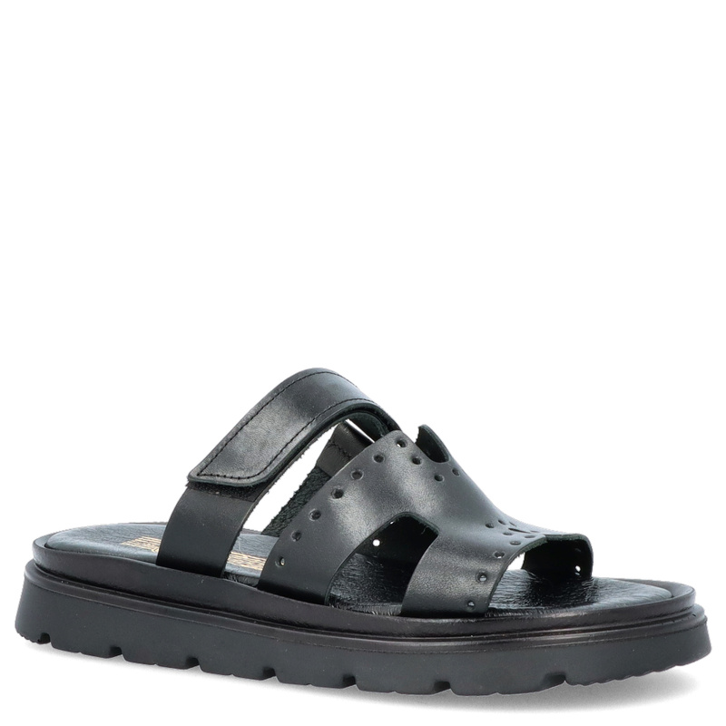 Skórzane klapki damskie - LEMAR 40440 CZARNE