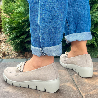 Skórzane mokasyny damskie - FILIPPO FILIPPO DP4128/24 BEŻOWY