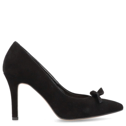 Klasyczne szpilki ze skóry zamszowej - KOTYL 8519 CZARNE