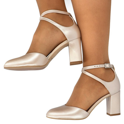 Czółenka z zapięciem - KOTYL 7101 PERŁOWE