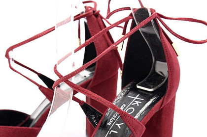 Wiązane na kostce, taneczne - KOTYL 5899 BORDOWE